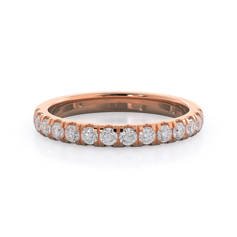 Lotus Halo Diamond Wedding Band with Lab Cut Diamond in 14KT Rose Gold view 1
