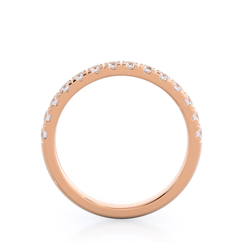 Lotus Halo Diamond Wedding Band with Lab Cut Diamond in 14KT Rose Gold view 2
