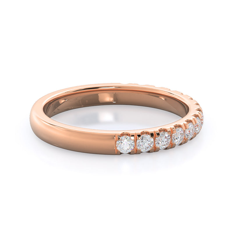 Lotus Halo Diamond Wedding Band with Lab Cut Diamond in 14KT Rose Gold view 4
