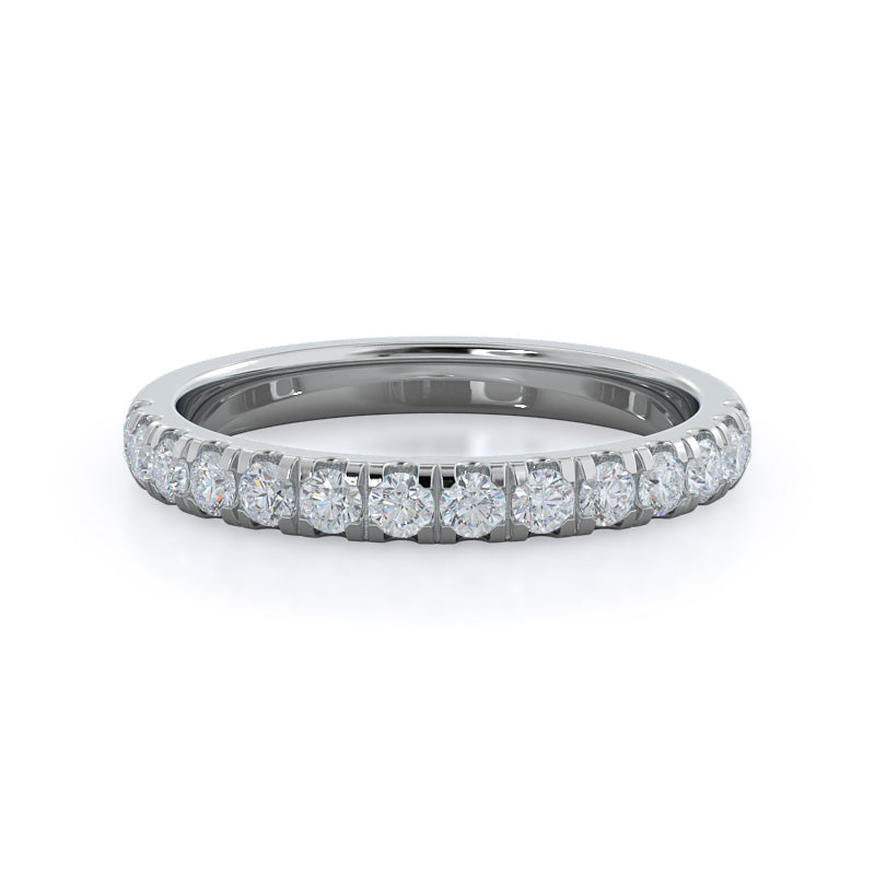 Lotus Halo Diamond Wedding Band with Lab Cut Diamond in 14KT White Gold view 1
