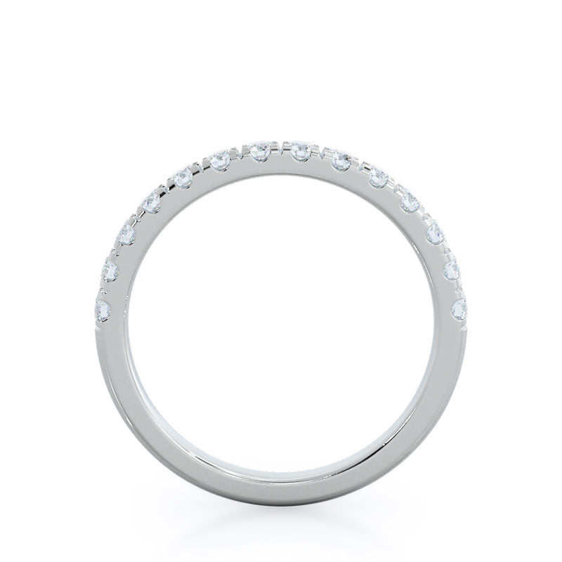 Lotus Halo Diamond Wedding Band with Lab Cut Diamond in 14KT White Gold view 2
