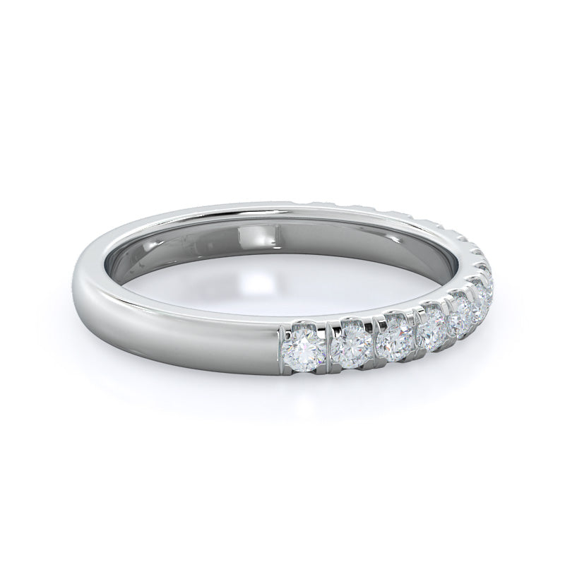 Lotus Halo Diamond Wedding Band with Lab Cut Diamond in 14KT White Gold view 4
