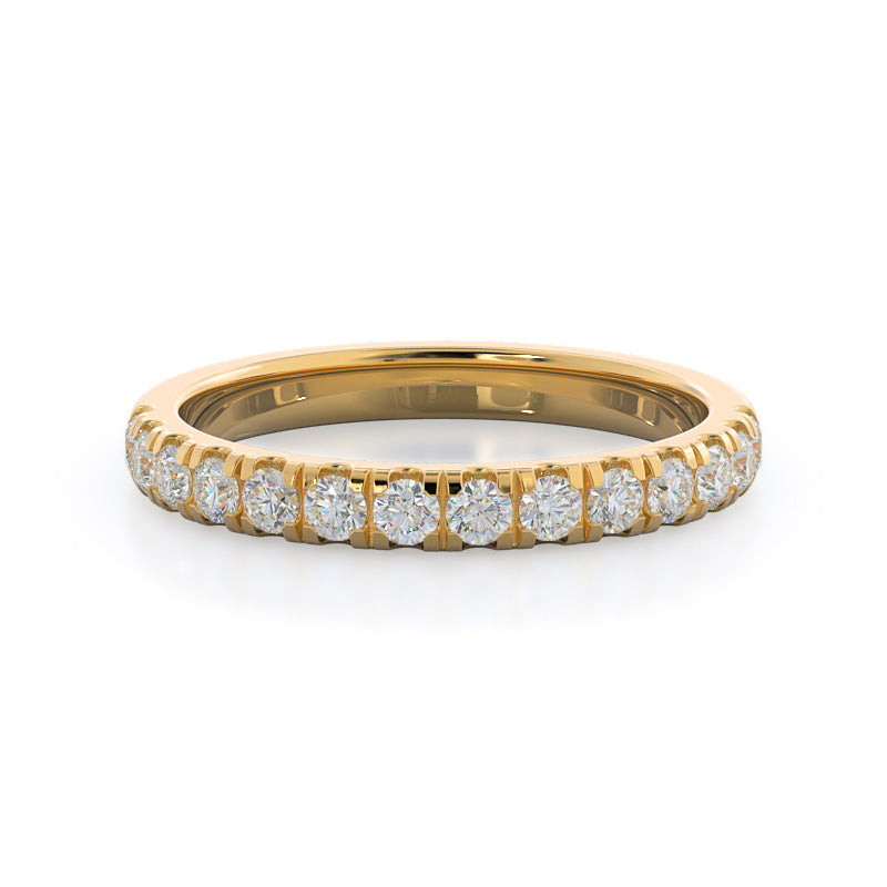 Lotus Halo Diamond Wedding Band with Lab Cut Diamond in 14KT Yellow Gold view 1
