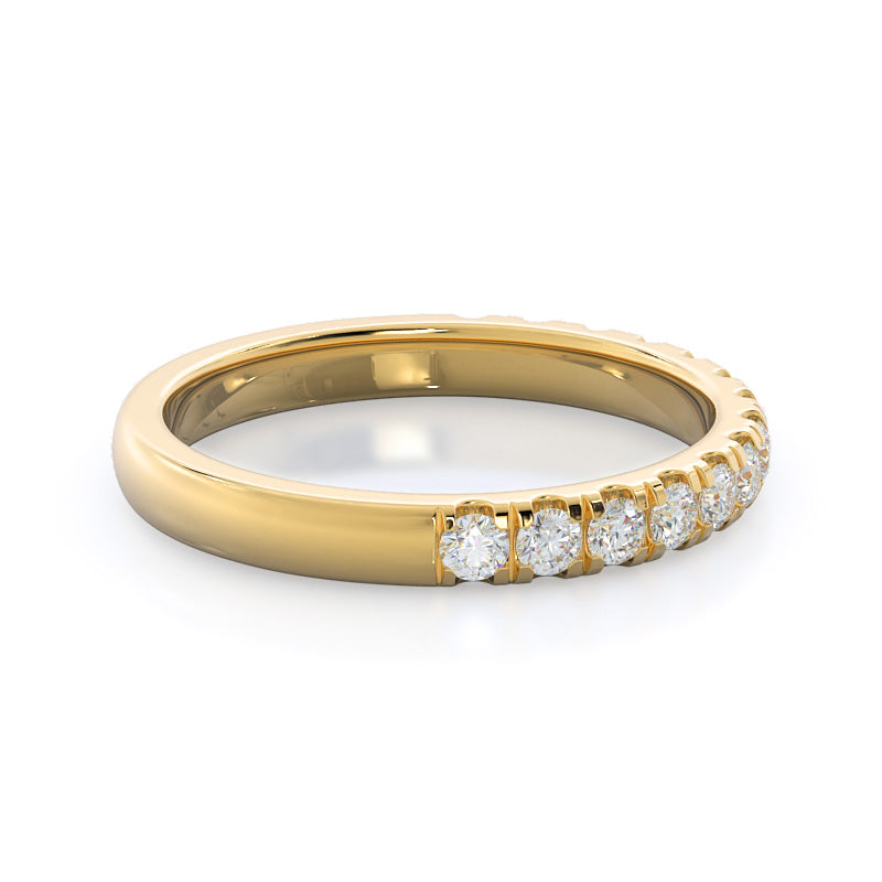 Lotus Halo Diamond Wedding Band with Lab Cut Diamond in 14KT Yellow Gold view 4
