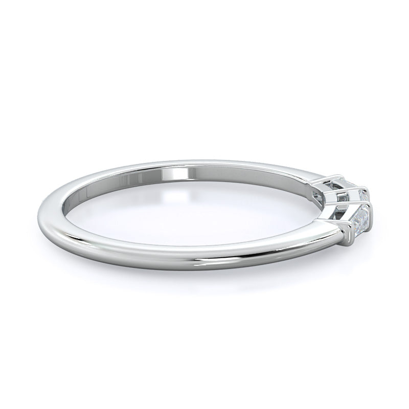 Three Stone Baguette Diamond Wedding Band with 18KT White Gold Cut Diamond in 14KT White Gold view 4
