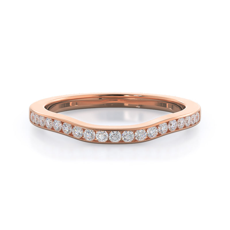 Duet Diamond Wedding Band with 18KT Rose Gold Cut Diamond in 14KT Rose Gold view 1
