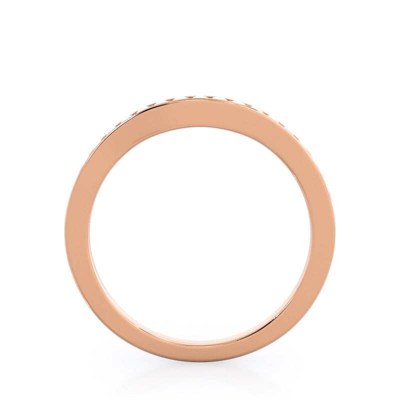 Duet Diamond Wedding Band with 18KT Rose Gold Cut Diamond in 14KT Rose Gold view 2
