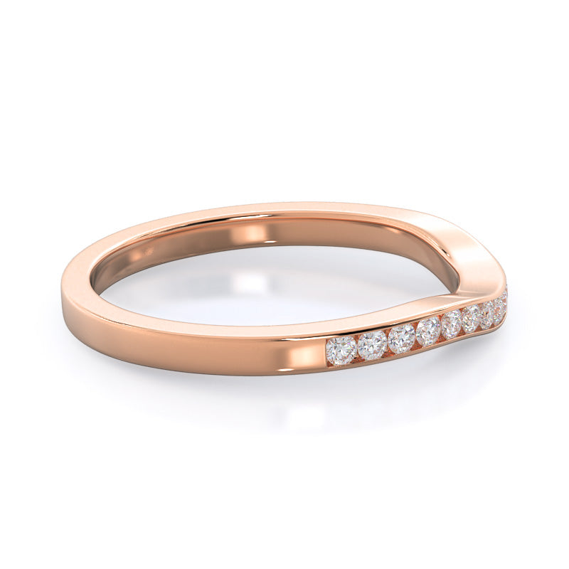 Duet Diamond Wedding Band with 18KT Rose Gold Cut Diamond in 14KT Rose Gold view 4
