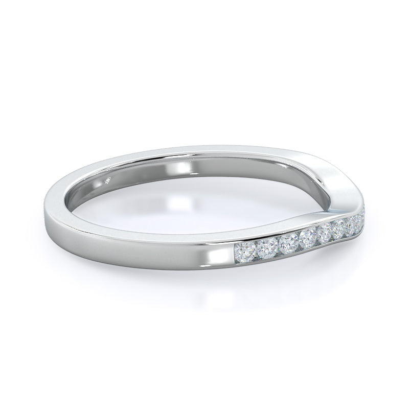 Duet Diamond Wedding Band with 18KT White Gold Cut Diamond in 14KT White Gold view 4
