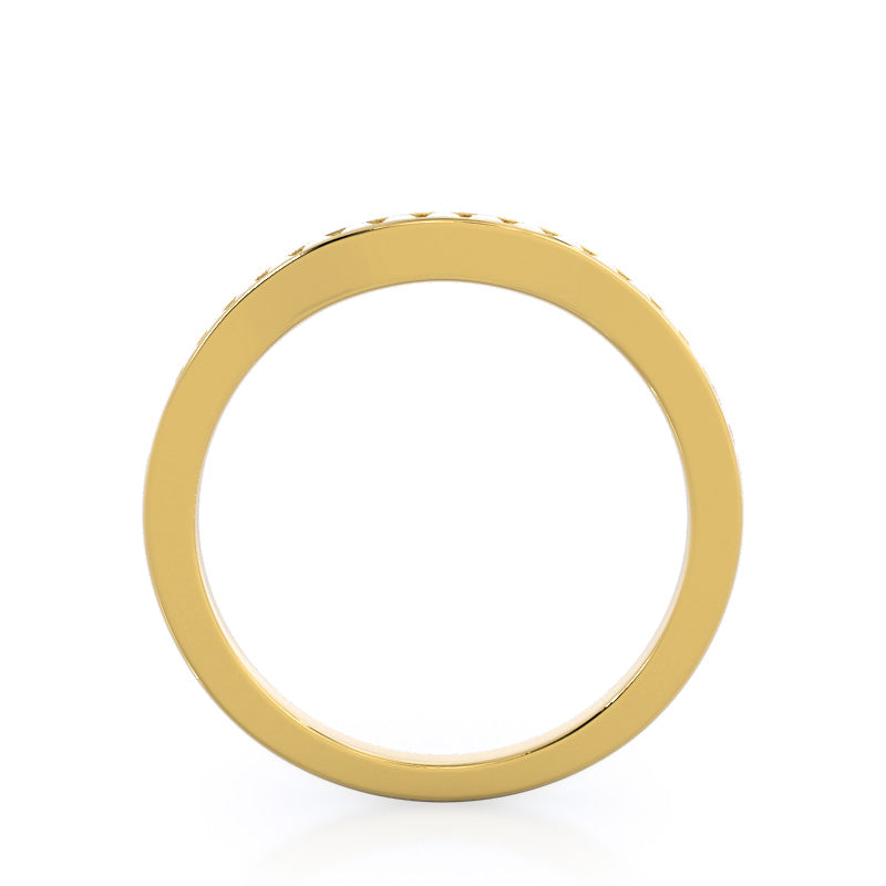 Duet Diamond Wedding Band with 18KT Yellow Gold Cut Diamond in 14KT Yellow Gold view 2
