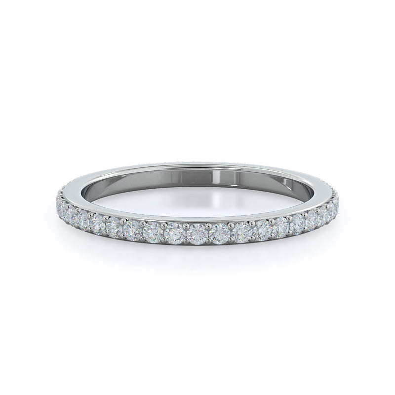 Three Stone Tapered Baguette Diamond Wedding Band with 18KT White Gold Cut Diamond in 14KT White Gold view 1
