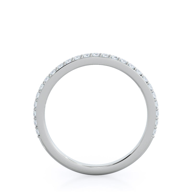 Three Stone Tapered Baguette Diamond Wedding Band with 18KT White Gold Cut Diamond in 14KT White Gold view 2
