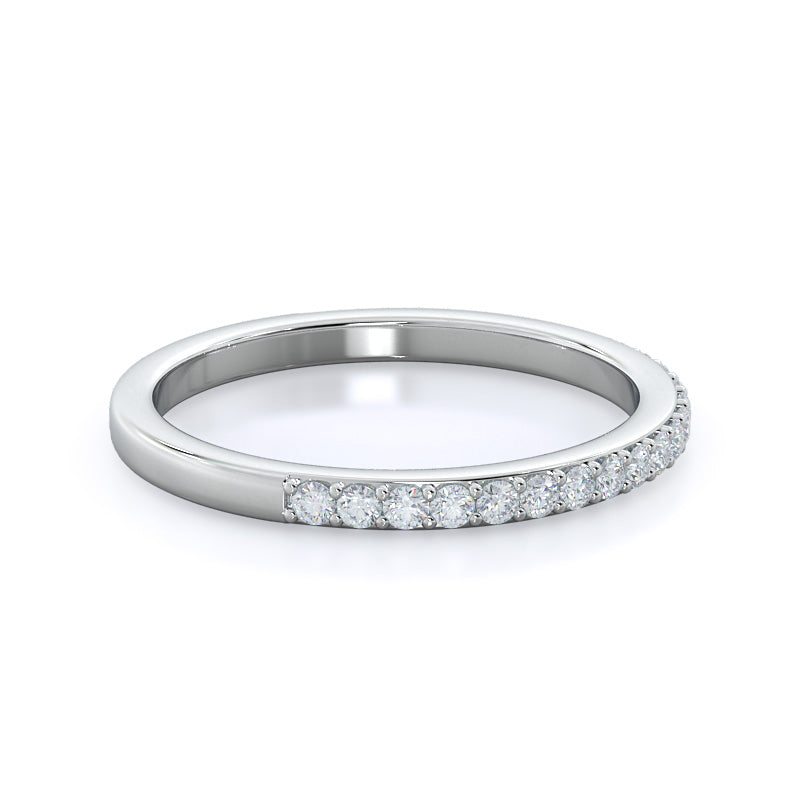 Three Stone Tapered Baguette Diamond Wedding Band with 18KT White Gold Cut Diamond in 14KT White Gold view 4
