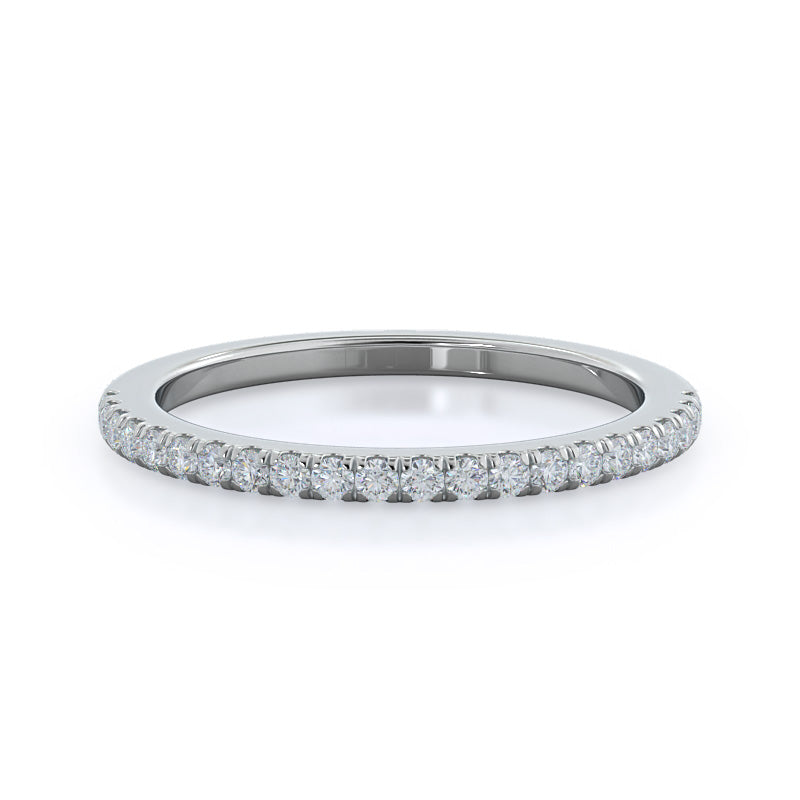 Three Stone Pear Diamond Wedding Band with 18KT White Gold Cut Diamond in 14KT White Gold view 1
