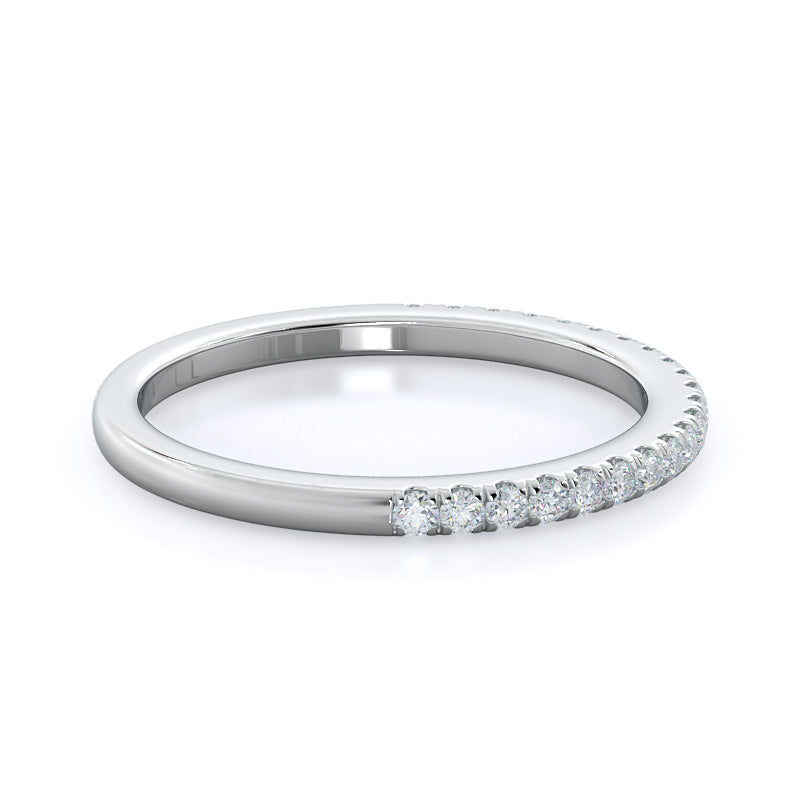 Three Stone Pear Diamond Wedding Band with 18KT White Gold Cut Diamond in 14KT White Gold view 4
