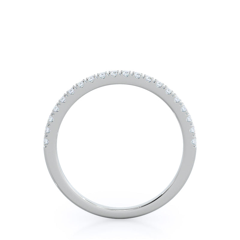 Petite Three Stone Diamond Wedding Band with 18KT White Gold Cut Diamond in 14KT White Gold view 2

