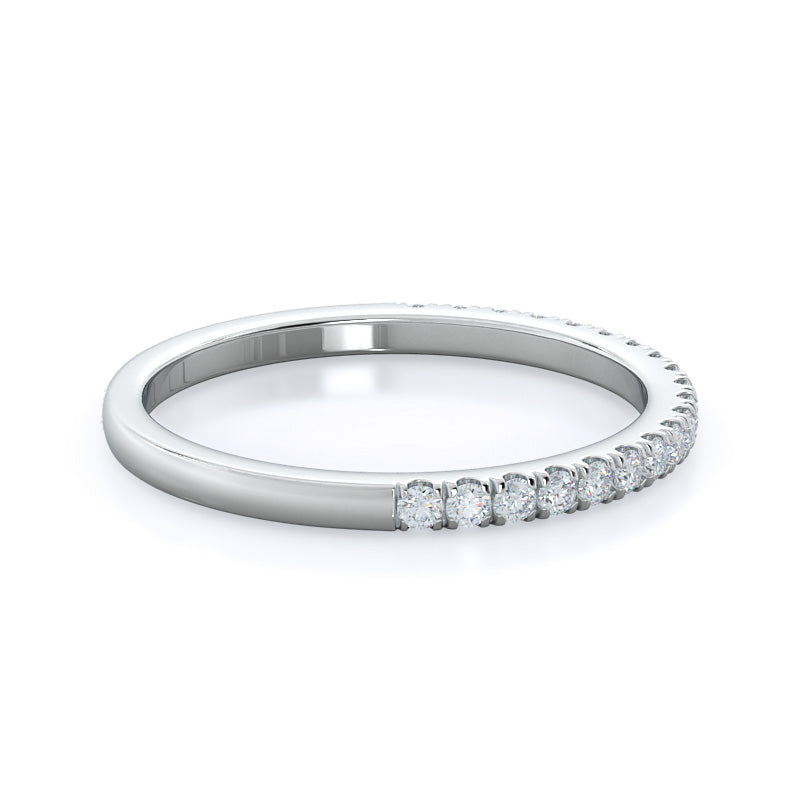 Petite Three Stone Diamond Wedding Band with 18KT White Gold Cut Diamond in 14KT White Gold view 4
