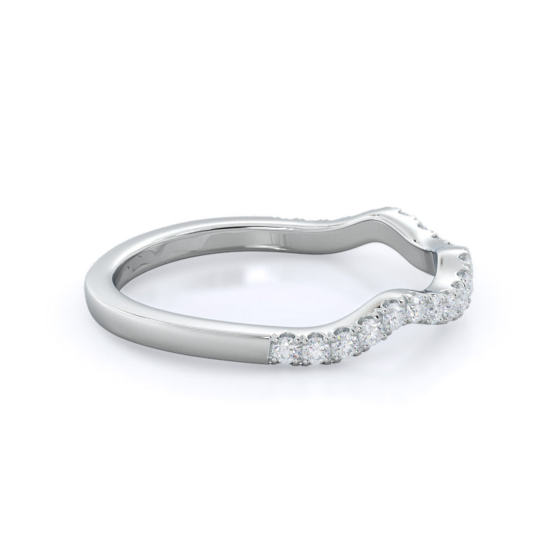 Twisted Weaving Diamond Wedding Band (Single Row) with 18KT White Gold Cut Diamond in 14KT White Gold view 4
