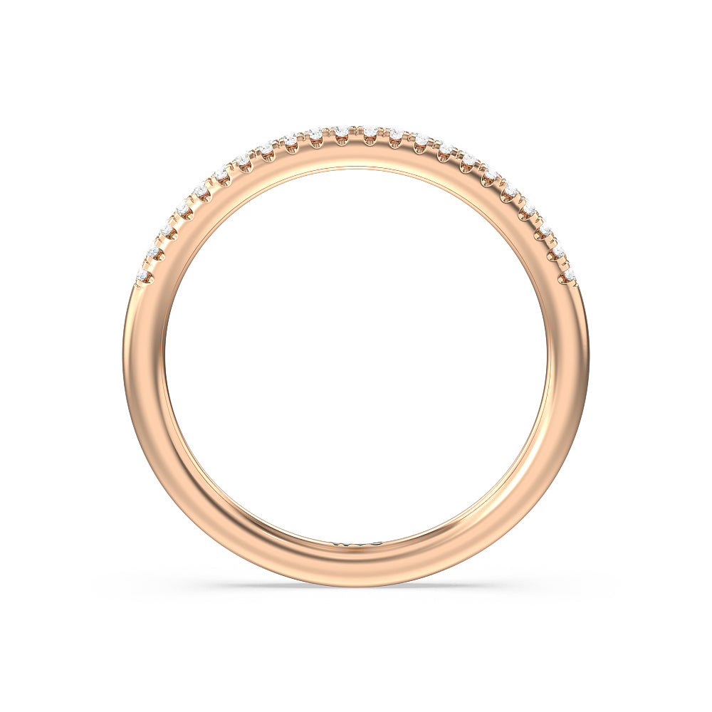 Vintage Filigree Floral Halo Diamond Wedding Band with Lab Cut Diamond in 14KT Rose Gold view 3
