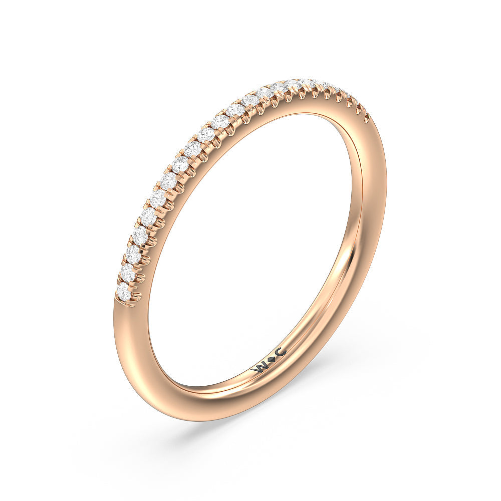 Vintage Filigree Floral Halo Diamond Wedding Band with Lab Cut Diamond in 14KT Rose Gold view 2
