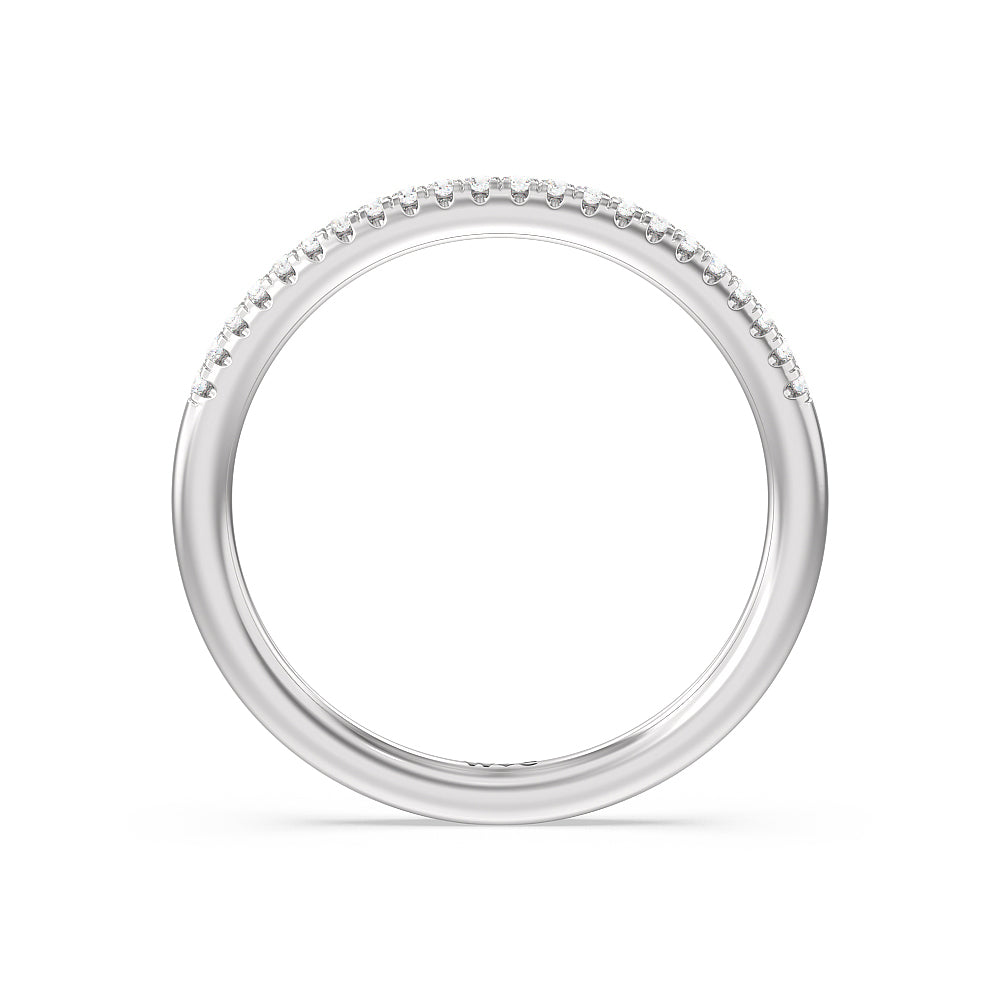 Vintage Filigree Floral Halo Diamond Wedding Band with Lab Cut Diamond in 14KT White Gold view 3
