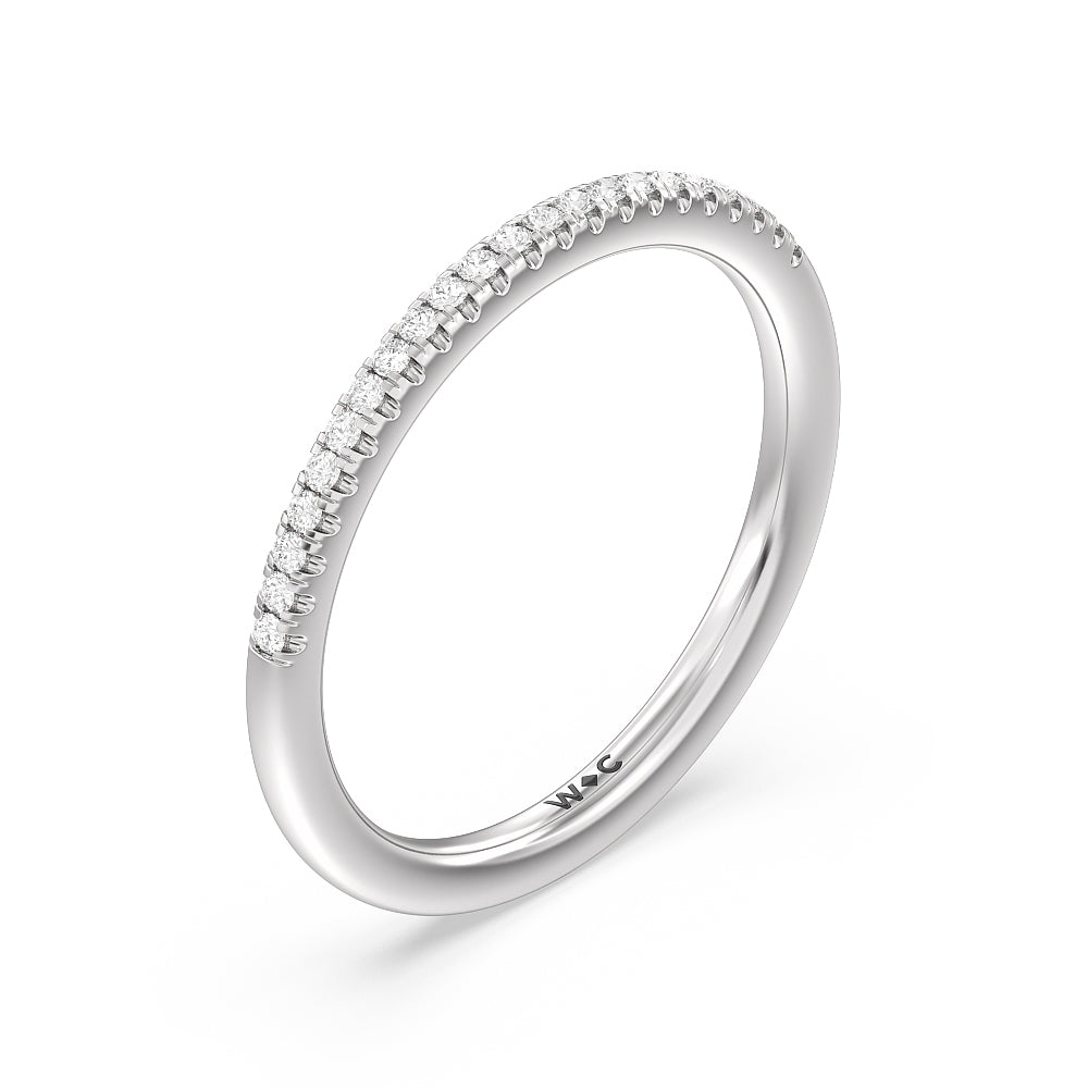 Vintage Filigree Floral Halo Diamond Wedding Band with Lab Cut Diamond in 14KT White Gold view 2
