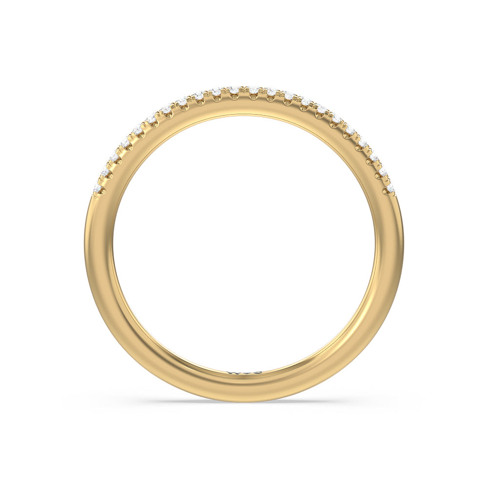 Vintage Filigree Floral Halo Diamond Wedding Band with Lab Cut Diamond in 14KT Yellow Gold view 3
