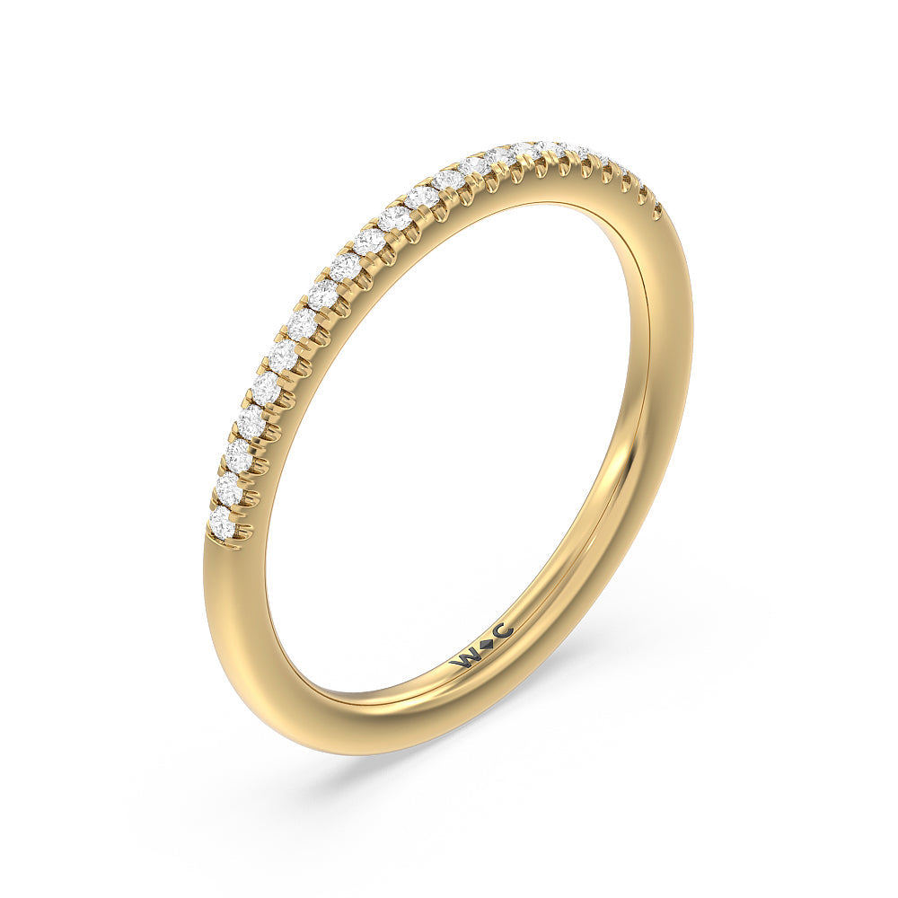 Vintage Filigree Floral Halo Diamond Wedding Band with Lab Cut Diamond in 14KT Yellow Gold view 2
