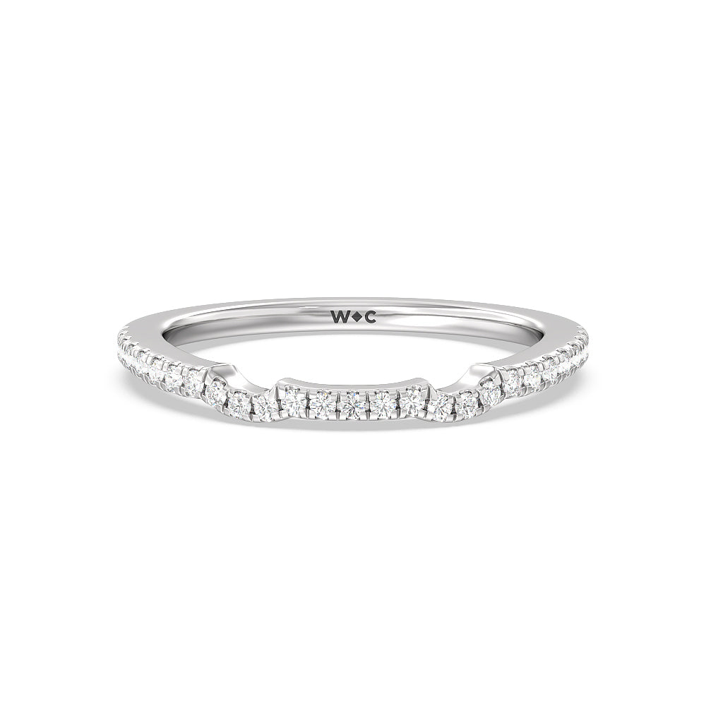 Vintage Celtic Interlaced Solitaire Diamond Wedding Band with 18KT White Gold Cut Diamond in 14KT White Gold view 1
