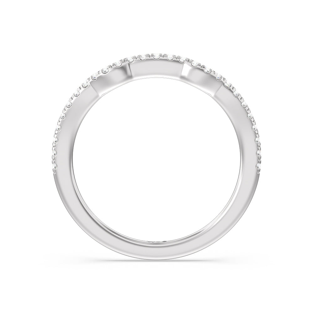 Vintage Celtic Interlaced Solitaire Diamond Wedding Band with 18KT White Gold Cut Diamond in 14KT White Gold view 2
