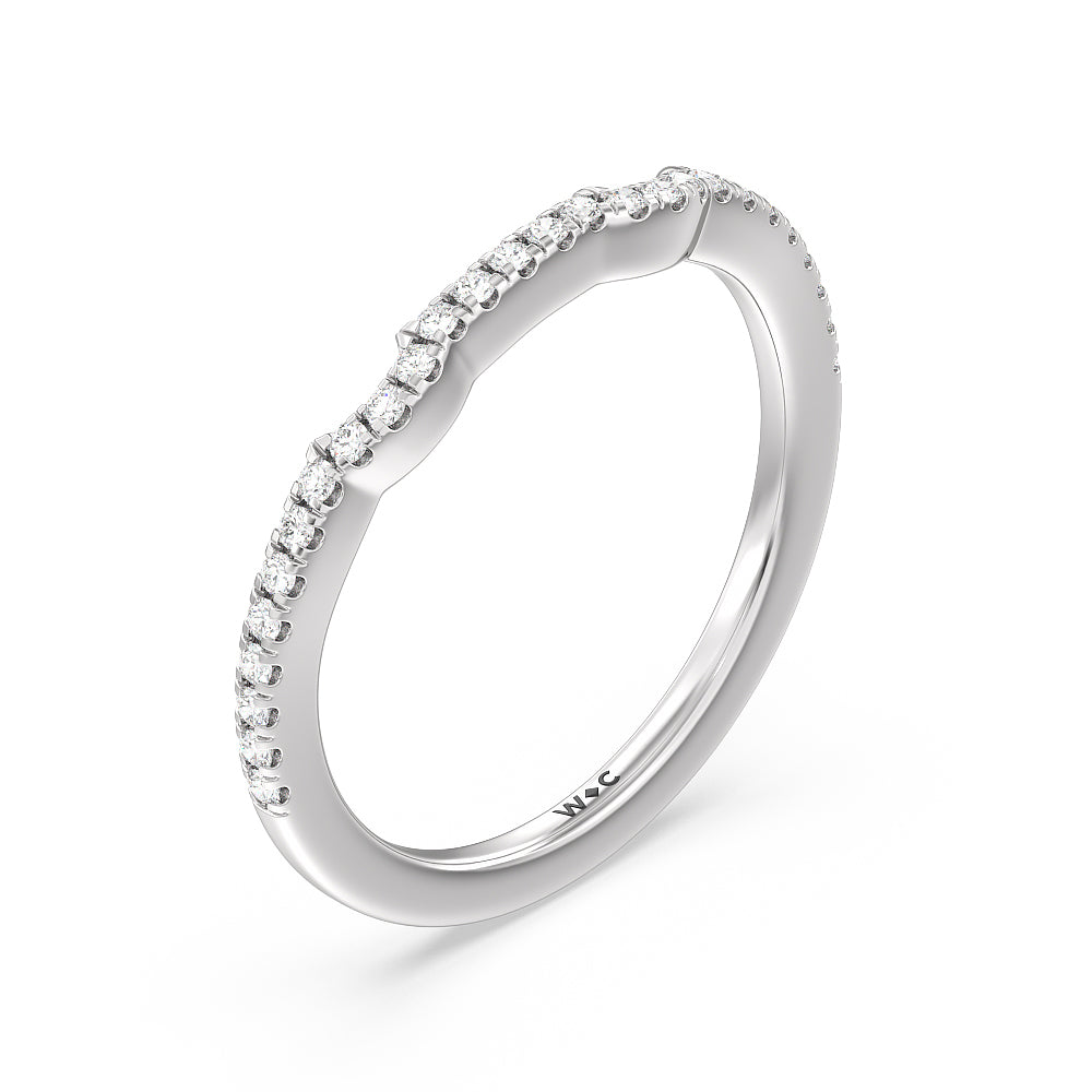 Vintage Celtic Interlaced Solitaire Diamond Wedding Band with 18KT White Gold Cut Diamond in 14KT White Gold view 4
