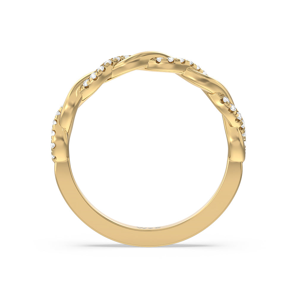 Vintage Glamour Twisted Diamond Wedding Band with 18KT Yellow Gold Cut Diamond in 14KT Yellow Gold view 2
