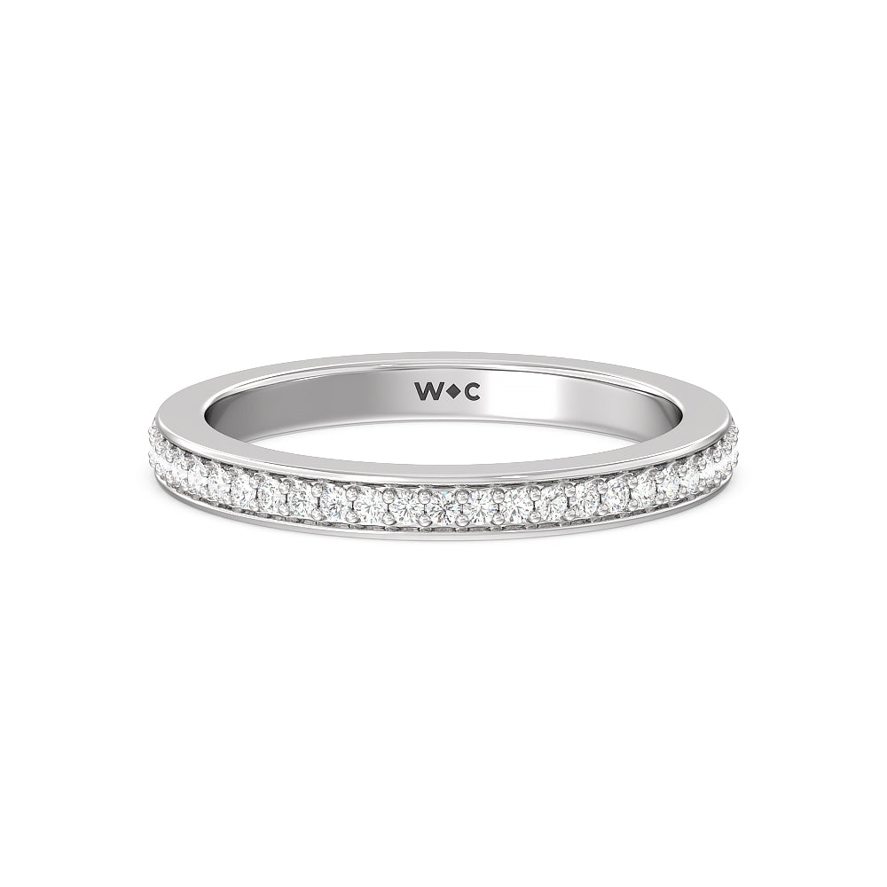 Vintage Celtic Heart Diamond Wedding Band with 18KT White Gold Cut Diamond in 14KT White Gold view 1
