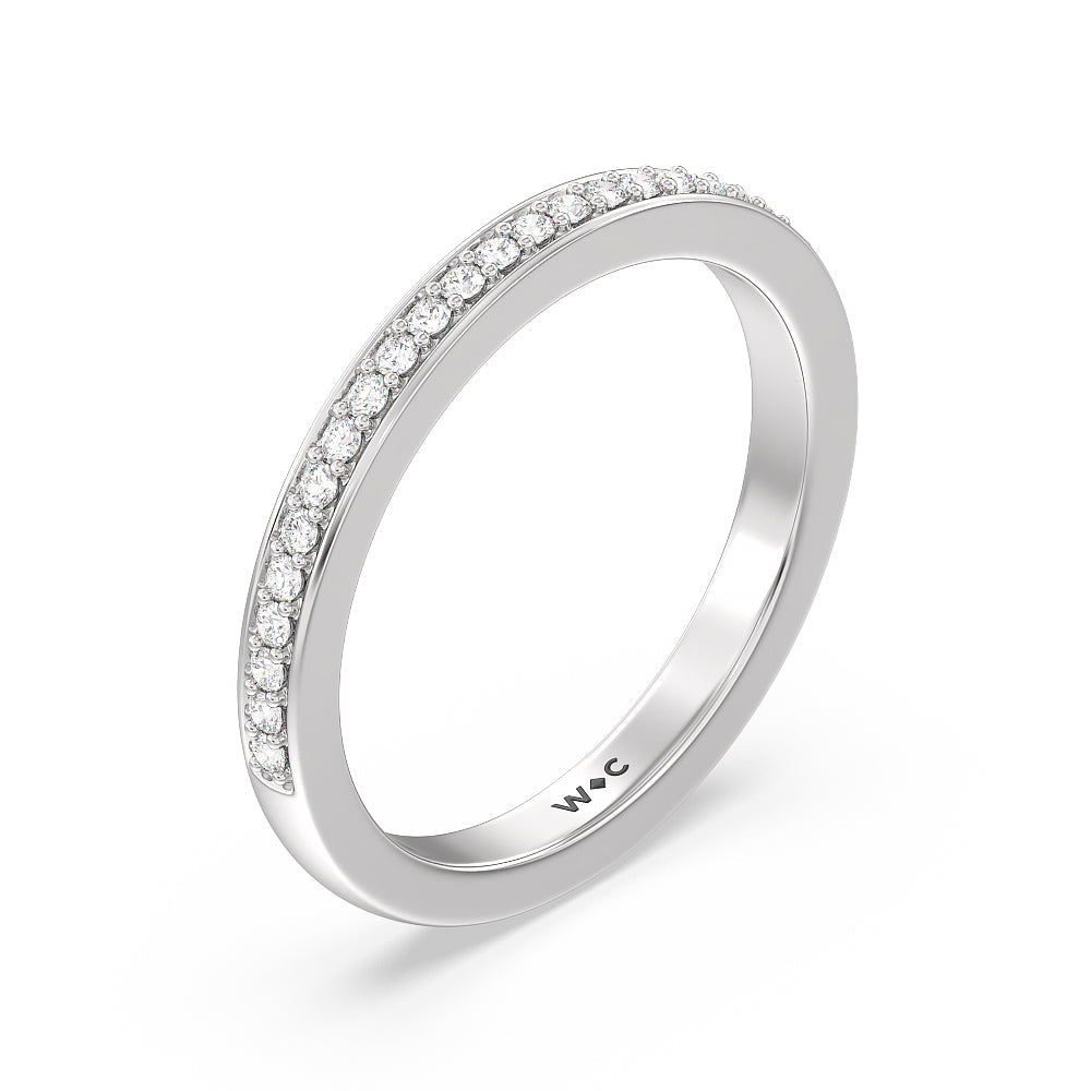 Vintage Celtic Heart Diamond Wedding Band with 18KT White Gold Cut Diamond in 14KT White Gold view 4
