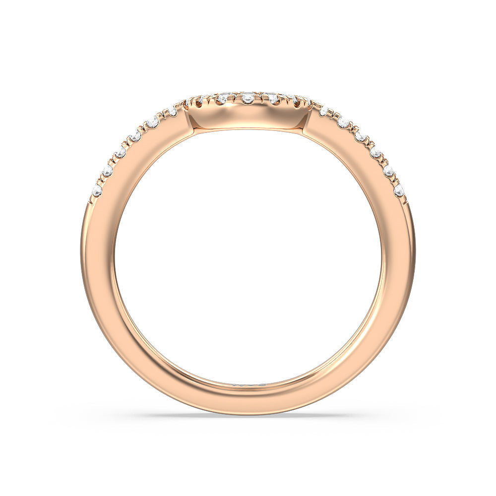 Crescent Diamond Wedding Band with Lab Cut Diamond in 14KT Rose Gold view 2
