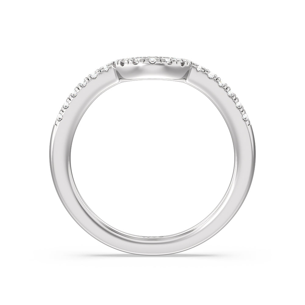 Crescent Diamond Wedding Band with Lab Cut Diamond in 14KT White Gold view 2
