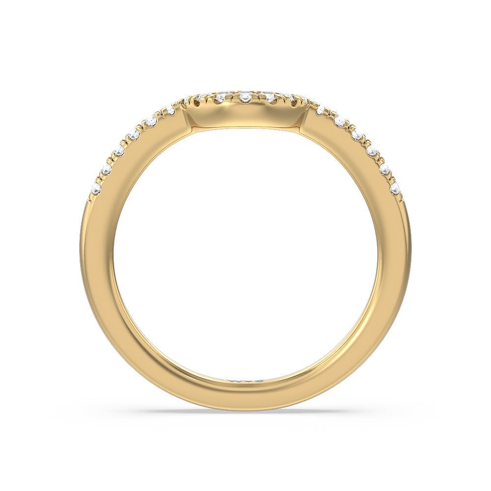 Crescent Diamond Wedding Band with Lab Cut Diamond in 14KT Yellow Gold view 2
