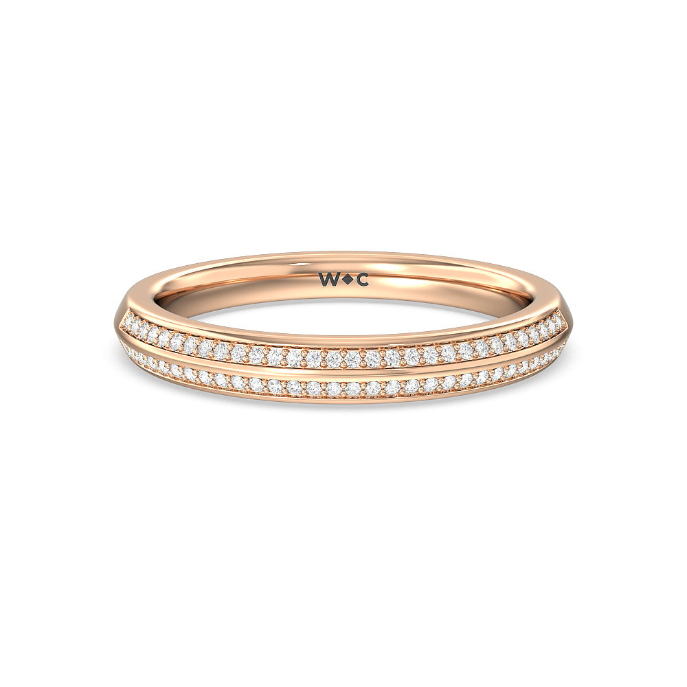 Knife Edge Diamond Hidden Halo Wedding Band with Lab Cut Diamond in 14KT Rose Gold view 1
