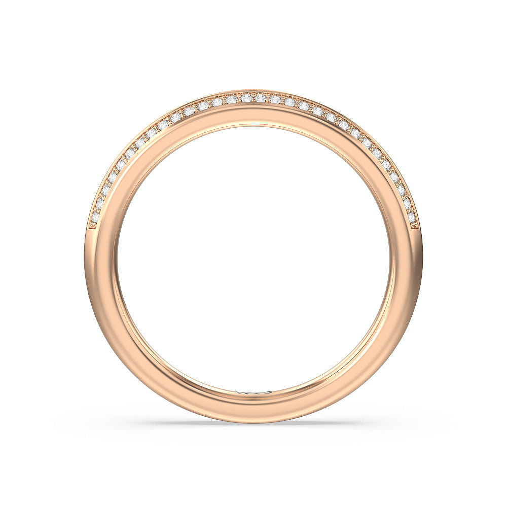 Knife Edge Diamond Hidden Halo Wedding Band with Lab Cut Diamond in 14KT Rose Gold view 2
