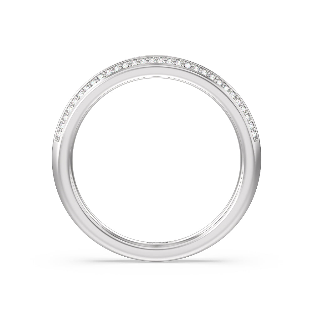 Knife Edge Diamond Hidden Halo Wedding Band with Lab Cut Diamond in 14KT White Gold view 2
