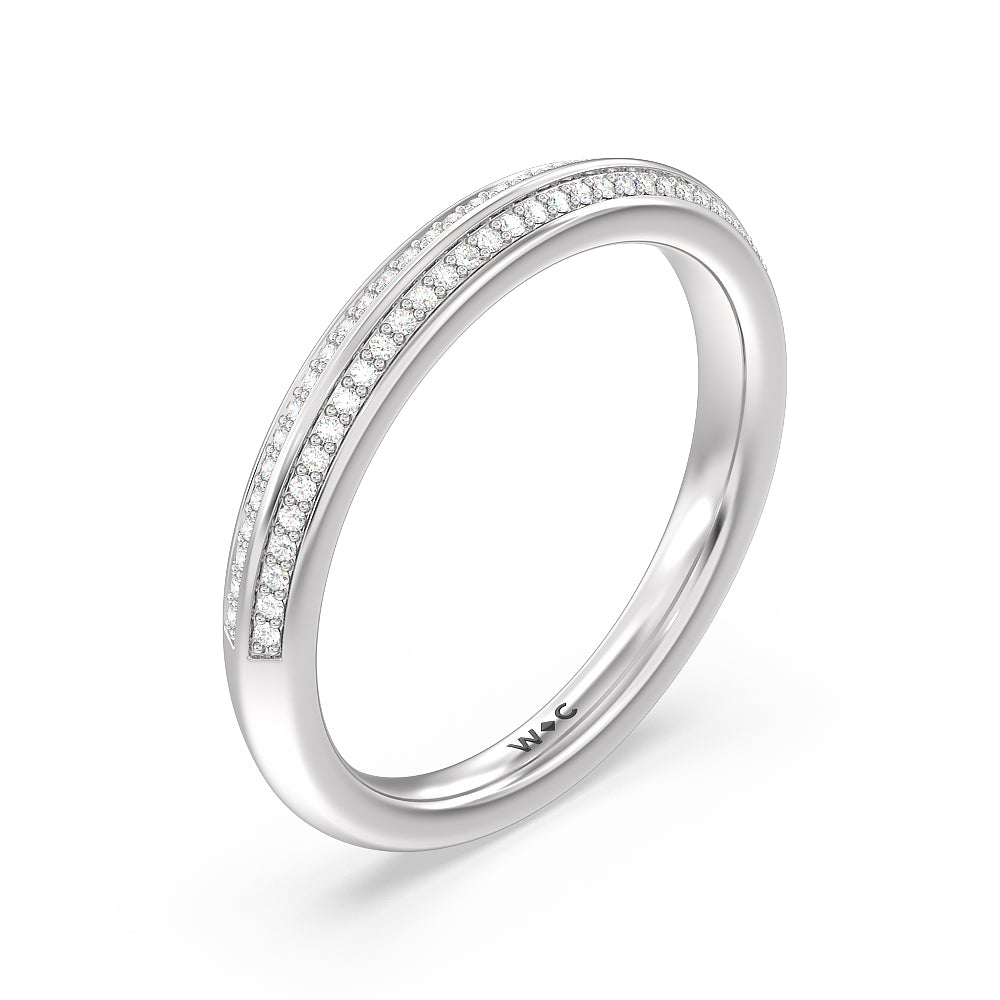Knife Edge Diamond Hidden Halo Wedding Band with Lab Cut Diamond in 14KT White Gold view 4
