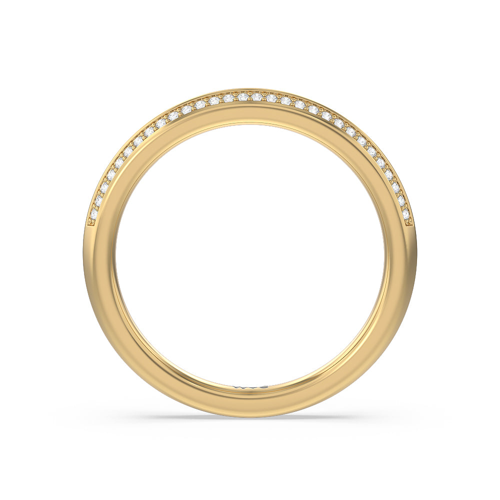 Knife Edge Diamond Hidden Halo Wedding Band with Lab Cut Diamond in 14KT Yellow Gold view 2
