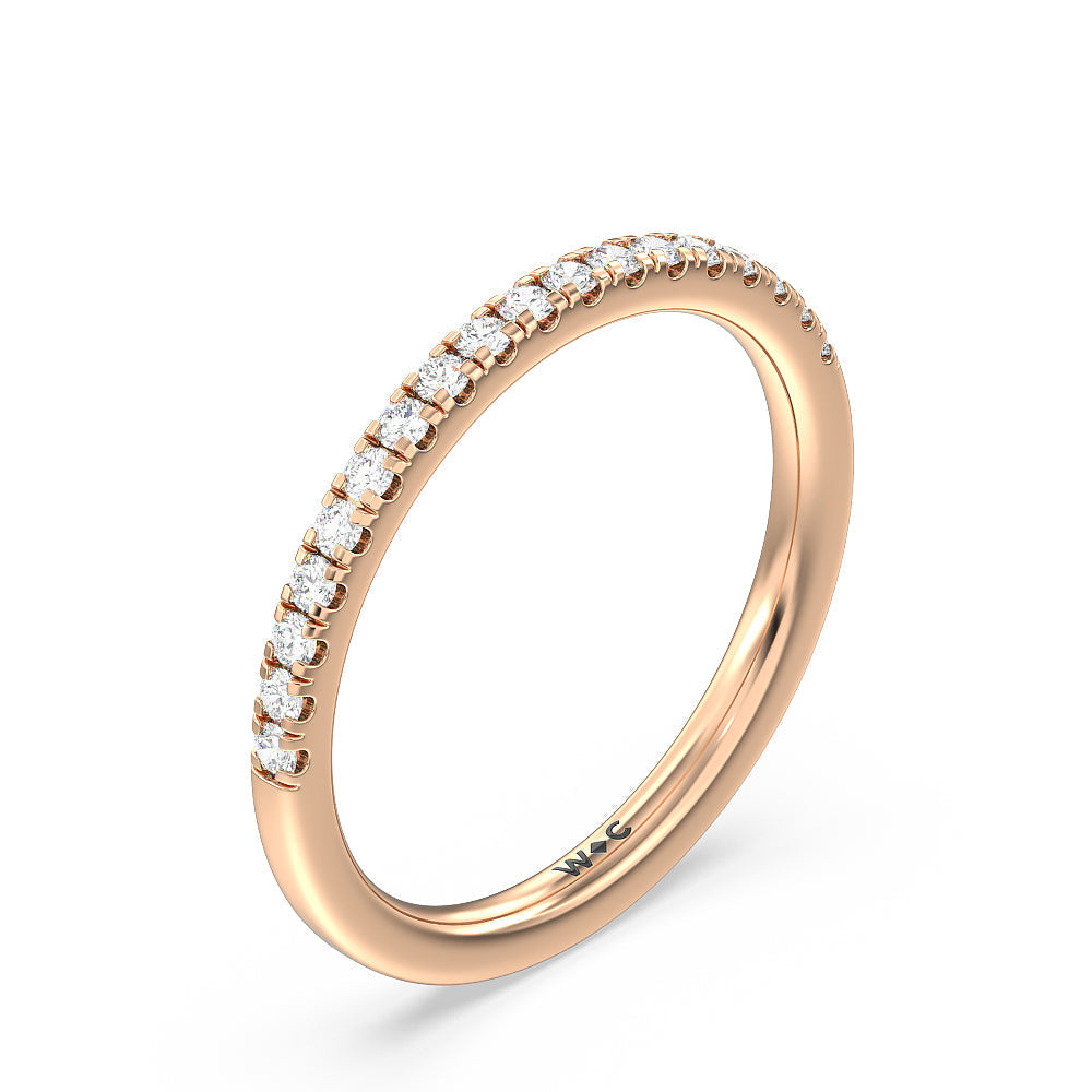 Petite Pave Hidden Halo Diamond Wedding Band with 18KT Rose Gold Cut Diamond in 14KT Rose Gold view 4
