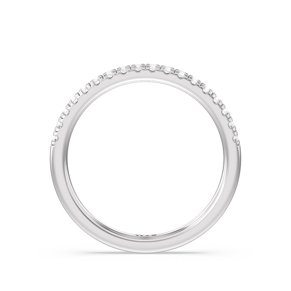 Petite Pave Hidden Halo Diamond Wedding Band with 18KT White Gold Cut Diamond in 14KT White Gold view 2

