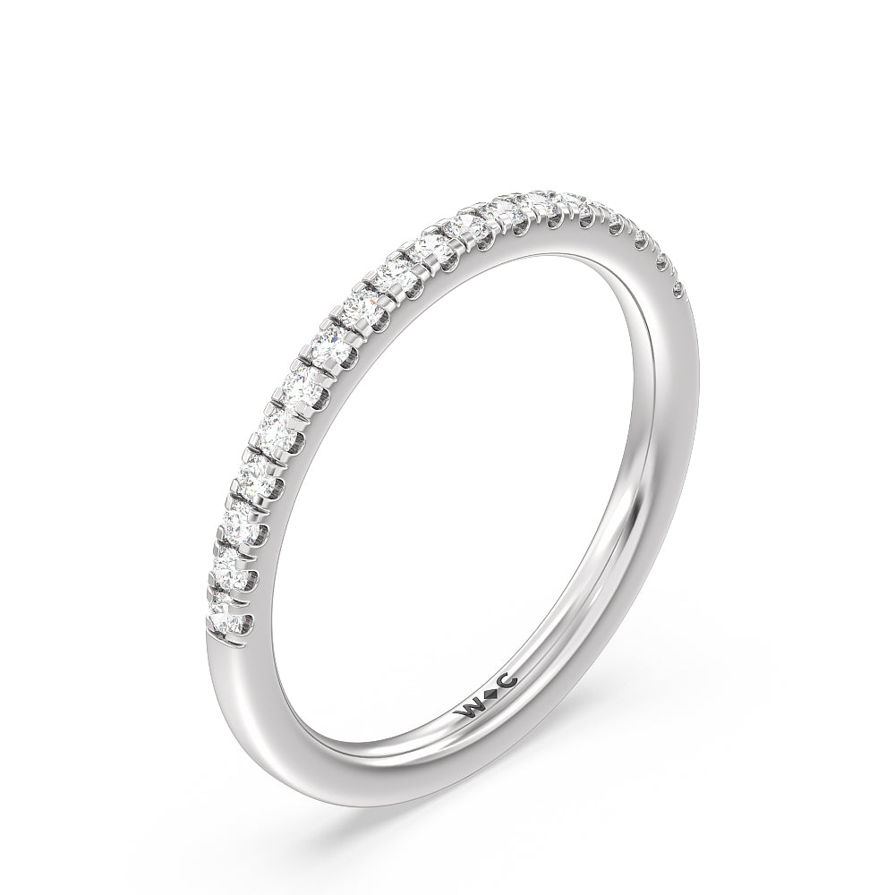 Petite Pave Hidden Halo Diamond Wedding Band with 18KT White Gold Cut Diamond in 14KT White Gold view 4
