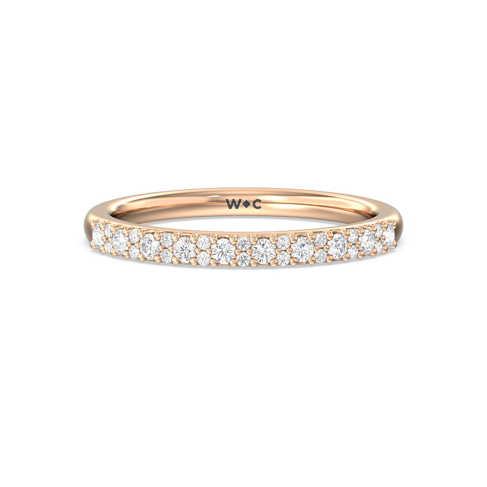 Modern Pave Diamond Wedding Band with 18KT Rose Gold Cut Diamond in 14KT Rose Gold view 1
