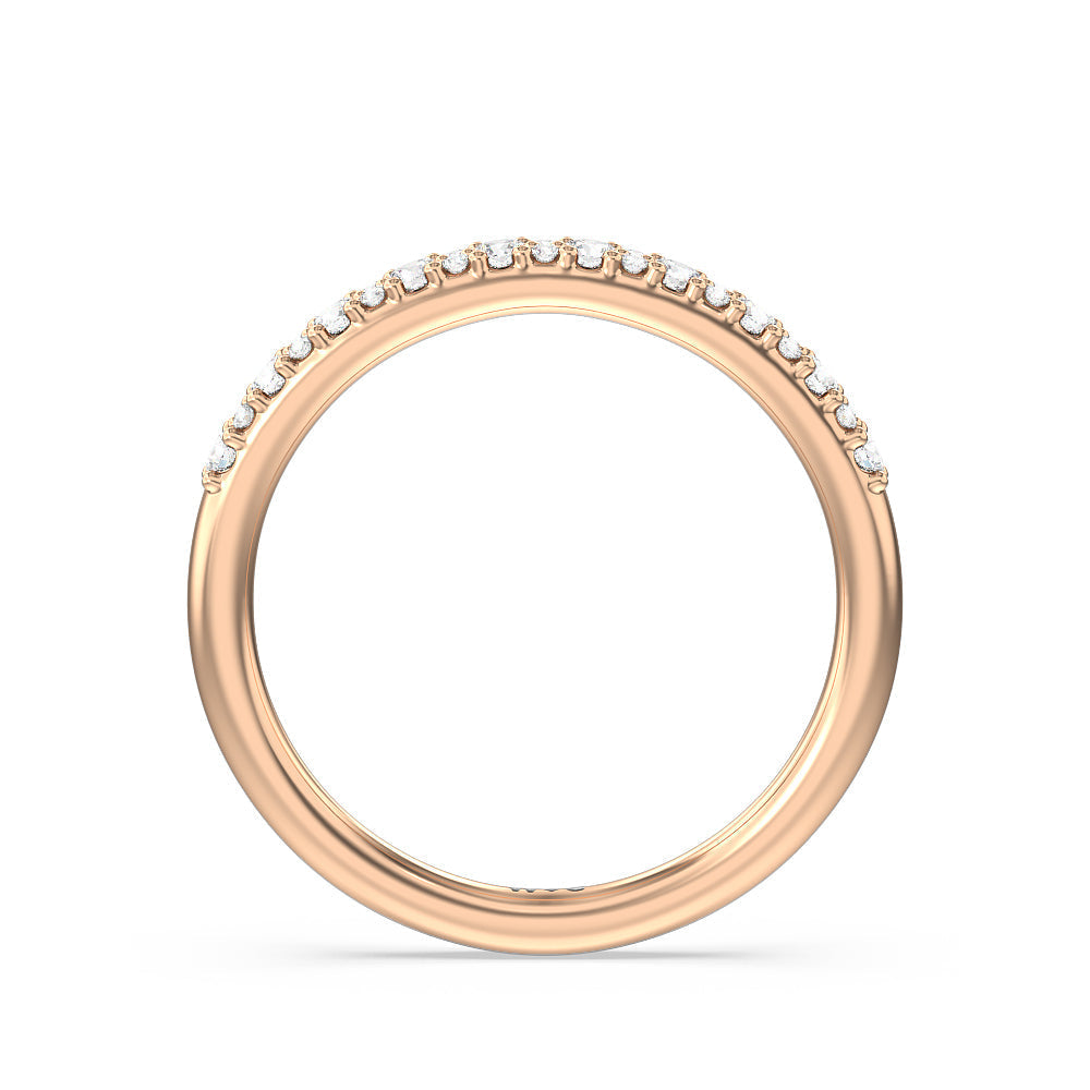 Modern Pave Diamond Wedding Band with 18KT Rose Gold Cut Diamond in 14KT Rose Gold view 2
