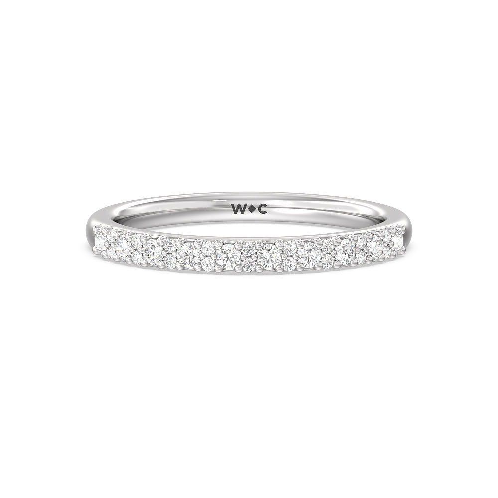 Modern Pave Diamond Wedding Band with 18KT White Gold Cut Diamond in 14KT White Gold view 1
