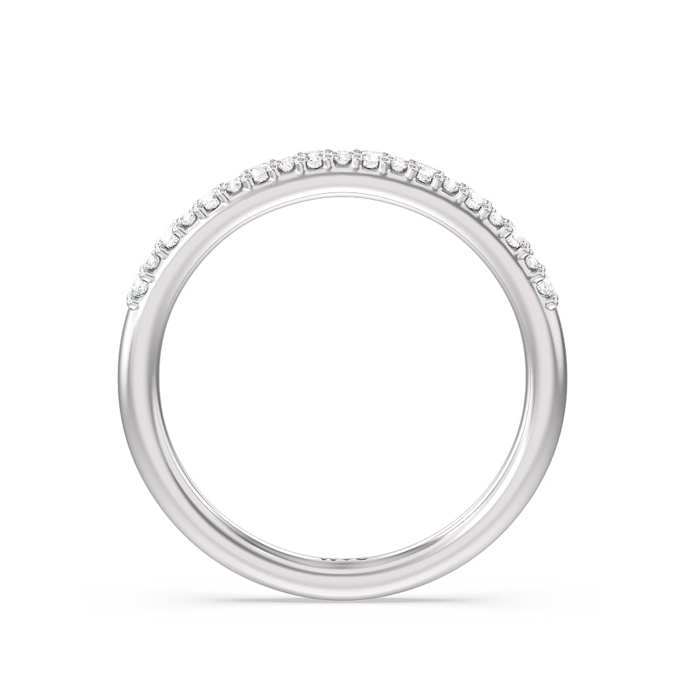 Modern Pave Diamond Wedding Band with 18KT White Gold Cut Diamond in 14KT White Gold view 2
