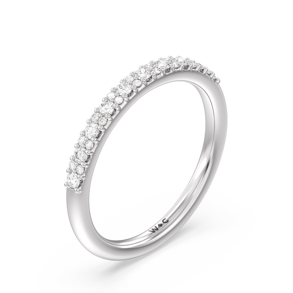 Modern Pave Diamond Wedding Band with 18KT White Gold Cut Diamond in 14KT White Gold view 4
